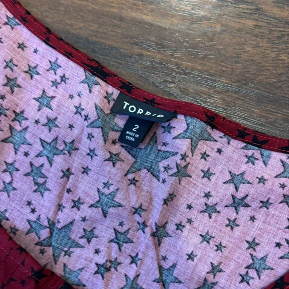 Torrid size 2X Star Celestial Print Red and Black Mini Dress - Picture 4 of 6